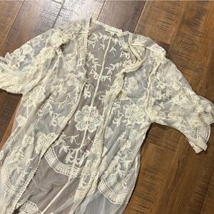 Francescas Long Sheer Lace Cardigan OS
